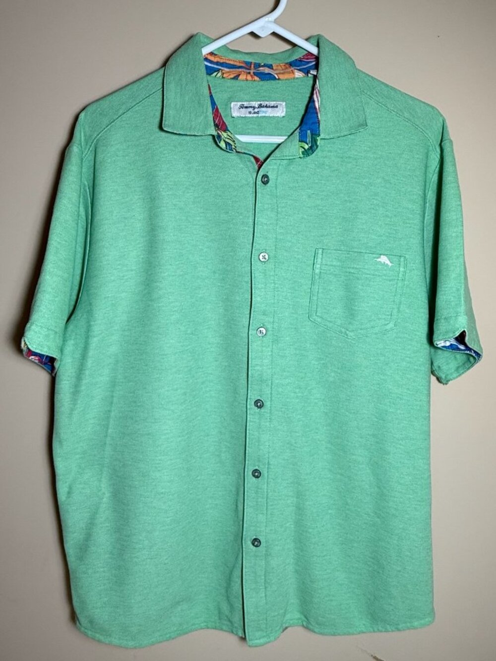 Tommy Bahama Island Zone Mens M/M Solid Stretch Knit Golf Polo Button Logo Beach